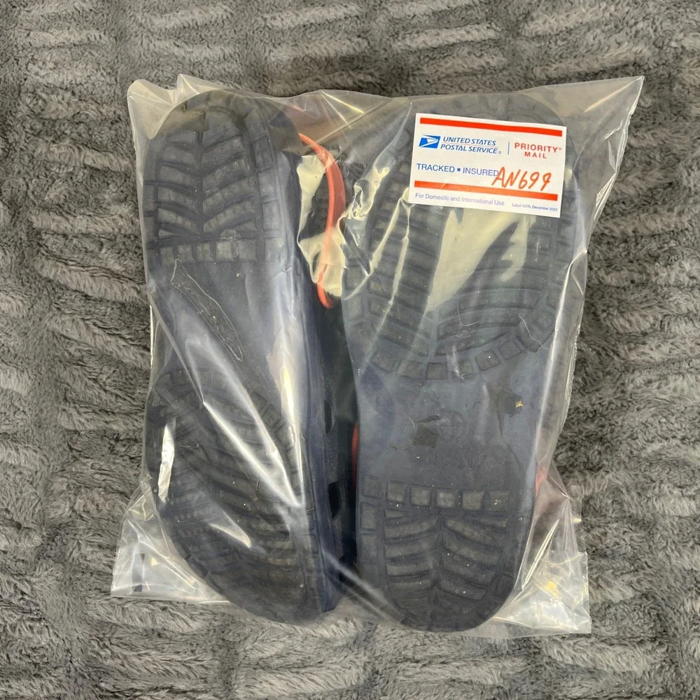 Birddogs Mens Clog Sandals Navy Blue Orange Strap Bird Cutouts Size 11 EU 45‎